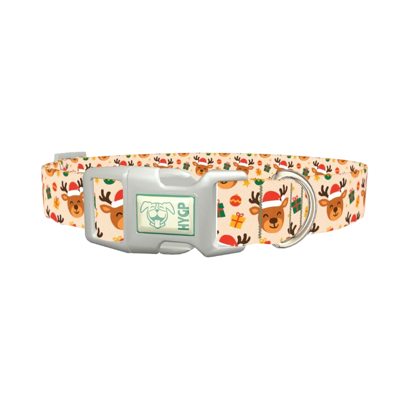 Festive Deer Gift Dog Collar - plastic silver