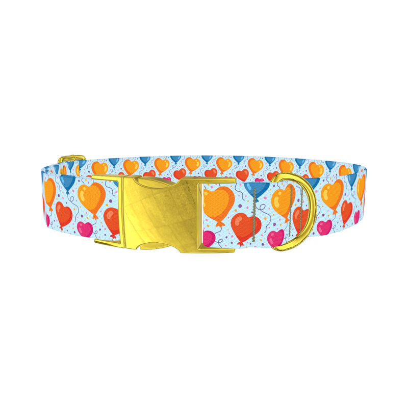 Valentine Heart Balloon Dog Collar - metal gold