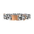 Geometric Black and White Dog Collar - metal rose gold