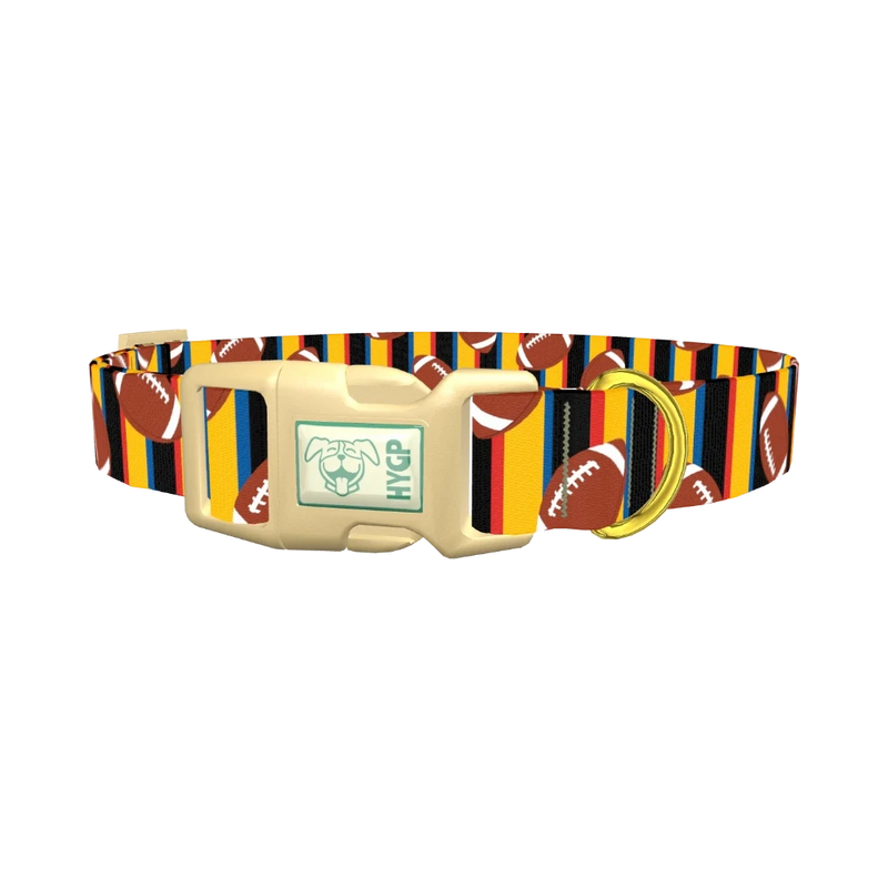 Striped Football Dog Collar - plastic gold