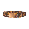 Brown Geometric Mushroom Dog Collar - metal rose gold