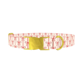 Red Ribbon Bow Dog Collar - metal gold