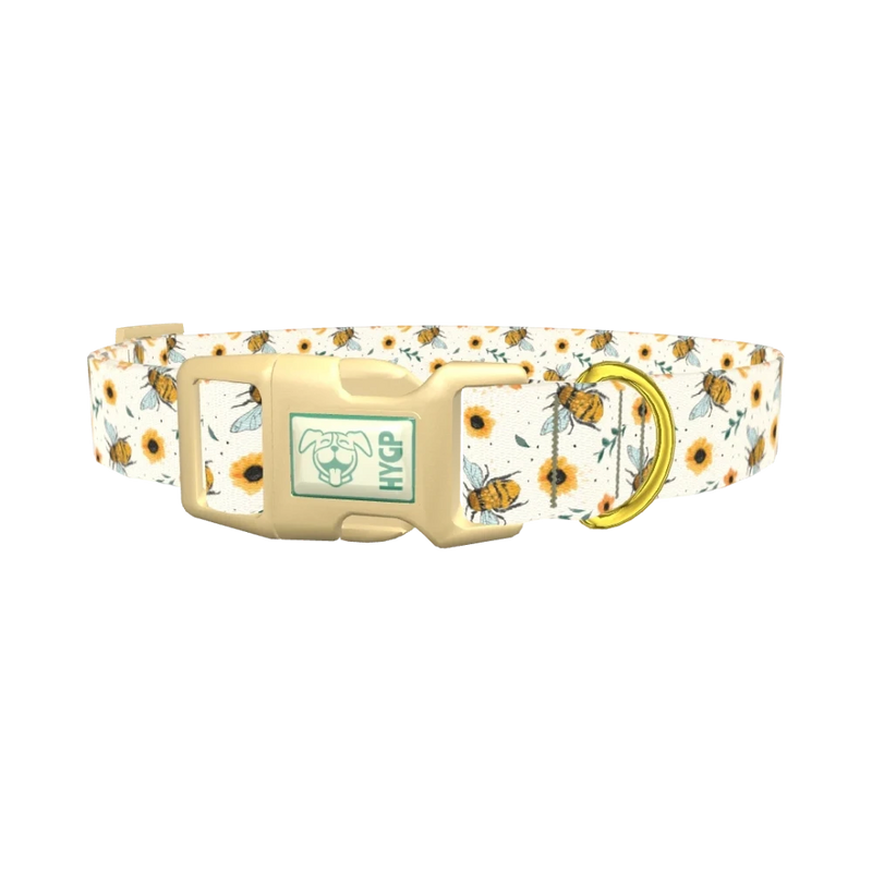 Bee and Sunflower Dog Collar - plastic gold