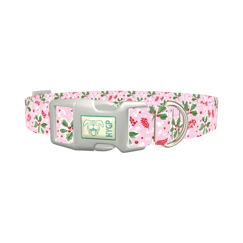 Christmas Berries Dog Collar - plastic silver