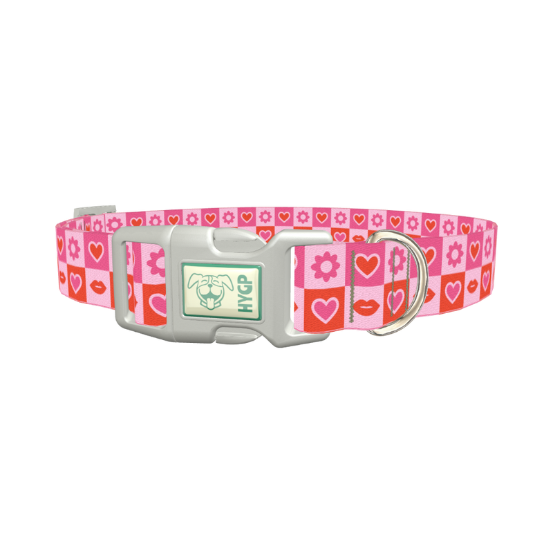 Valentine Hearts and Lips Dog Collar