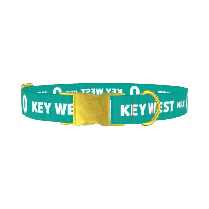 Key West Mile 0 Dog Collar - metal gold