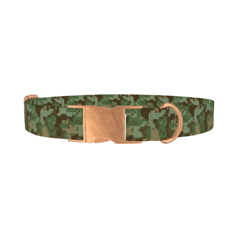 Pixel Camo Dog Collar - metal rose gold