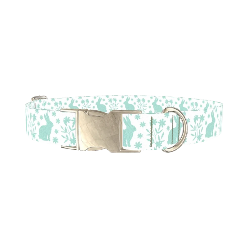 Floral Bunny Dog Collar - metal silver
