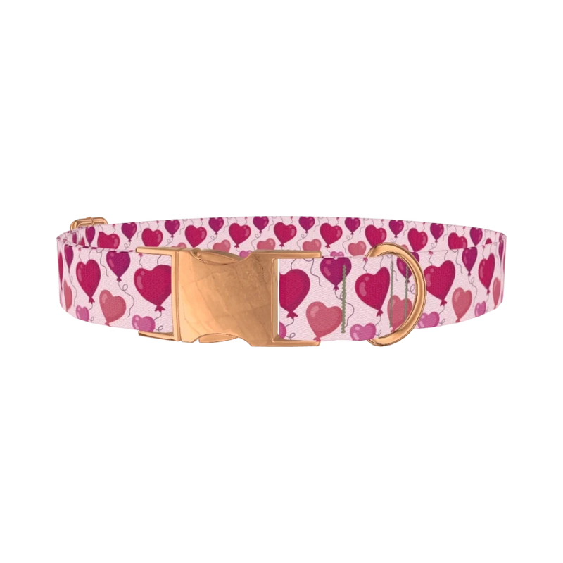 Heart Balloon Dog Collar - metal rose gold