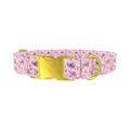 Watercolor Floral Dog Collar - metal gold