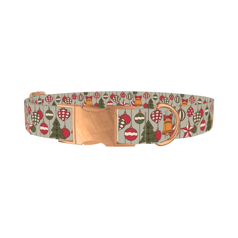 Vintage Christmas Dog Collar - metal rose gold