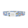 Blue Sushi Roll Dog Collar - plastic silver