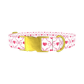 Pink Bow Heart Dog Collar - metal gold