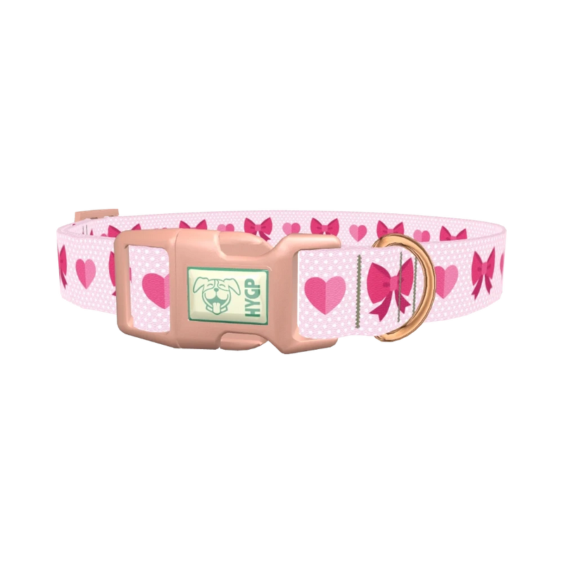 Valentine Ribbon Dog Collar - plastic rose gold