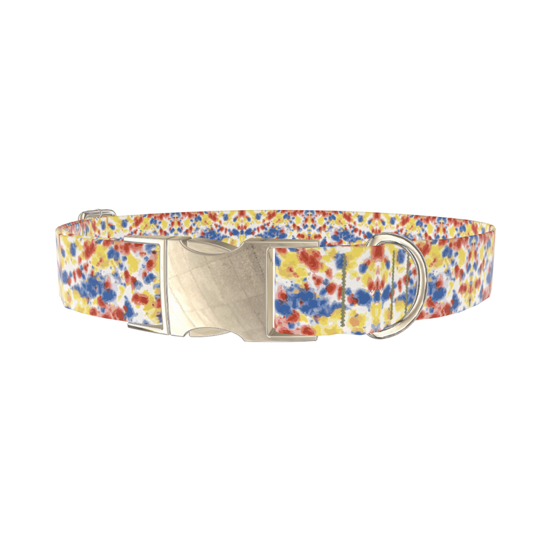 Tie Dye Dog Collar - metal gold