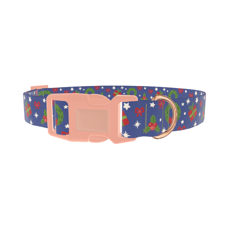 Christmas Wreath Dog Collar - plastic rose gold
