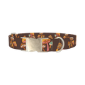 Brown Geometric Mushroom Dog Collar - metal silver