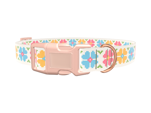 Floral Embroidery Dog Collar