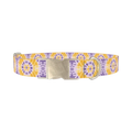 Yellow Purple Tie-Dye Dog Collar - metal silver