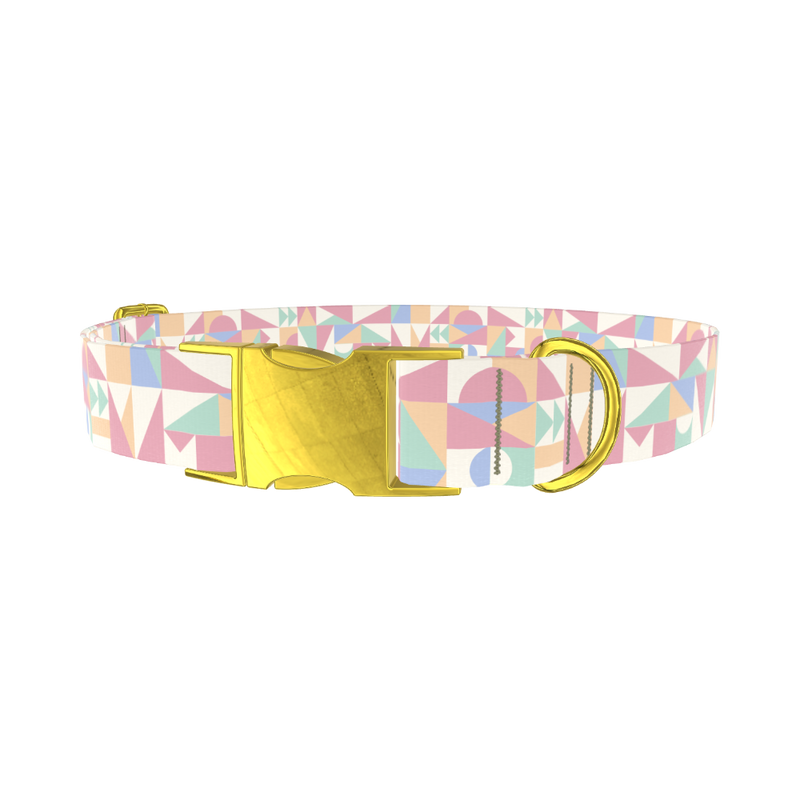 Geometric Pastel Dog Collar - metal gold
