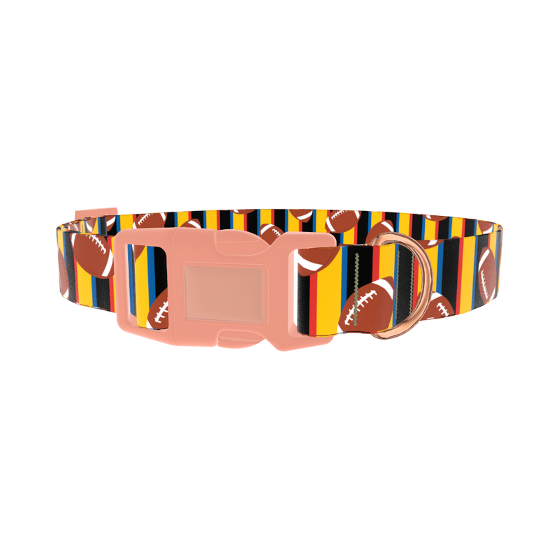 Striped Football Dog Collar - plastic rose gold