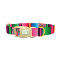 Mexican Floral Stripe Dog Collar - plastic gold