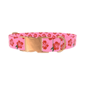 Pink Hibiscus Floral Dog Collar - metal rose gold