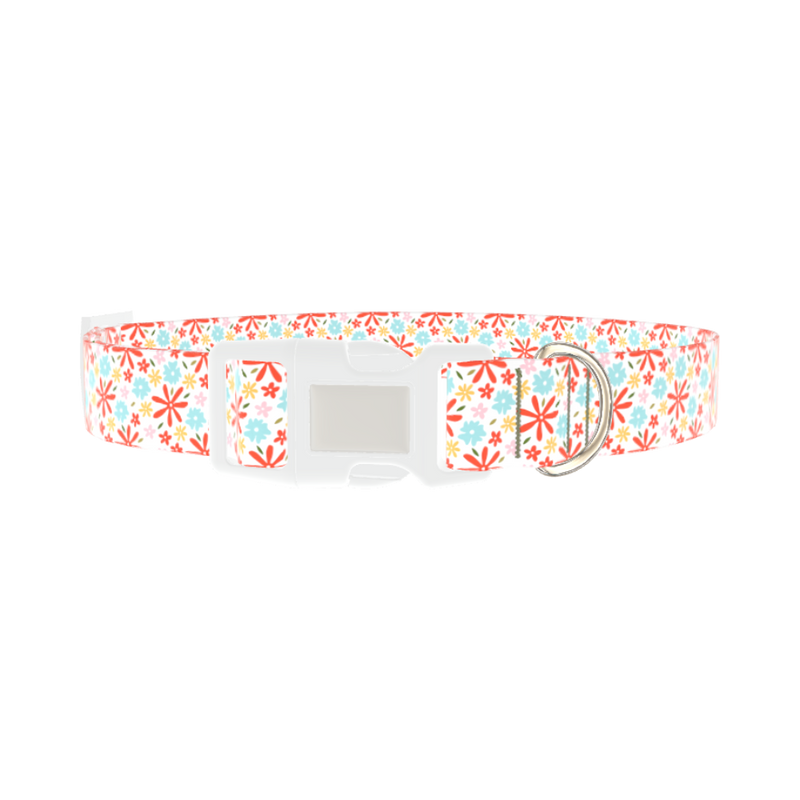 Colorful Bloom Dog Collar - plastic silver