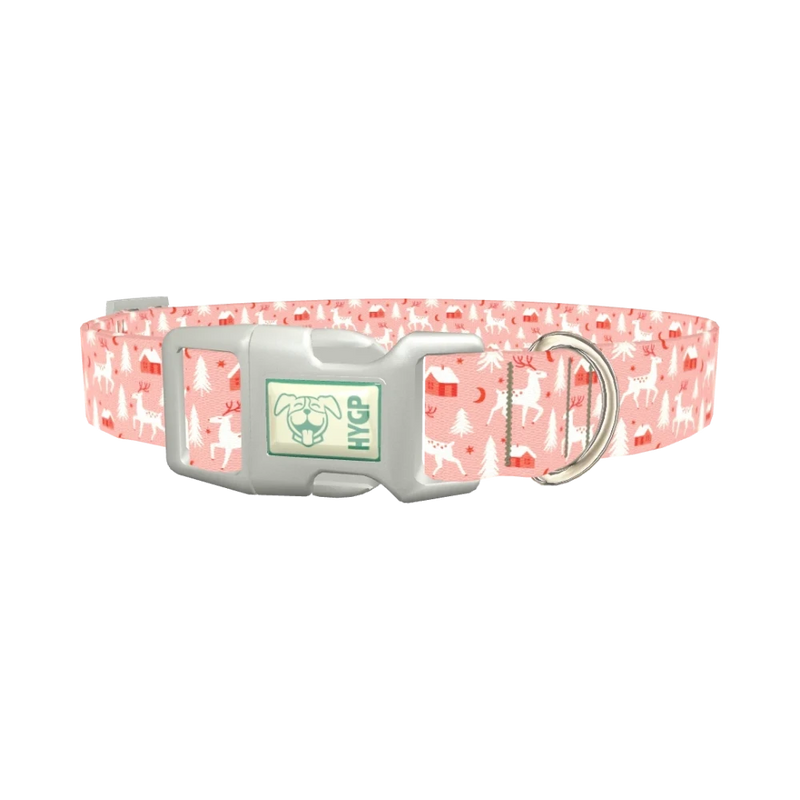 Christmas Deer Forest Dog Collar - plastic silver
