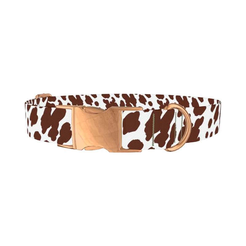Cow Print Dog Collar - metal rose gold