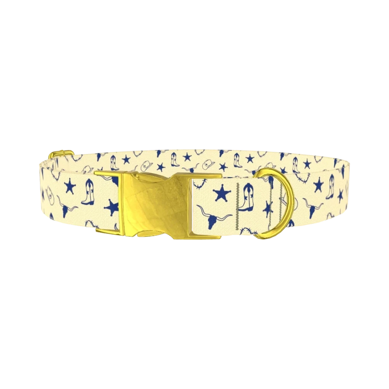 Cowboy Western Heart Dog Collar - metal gold
