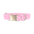 Pink Heart Dog Collar - metal gold