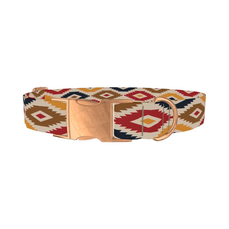 Tribal Rhombus Star Dog Collar - metal rose gold