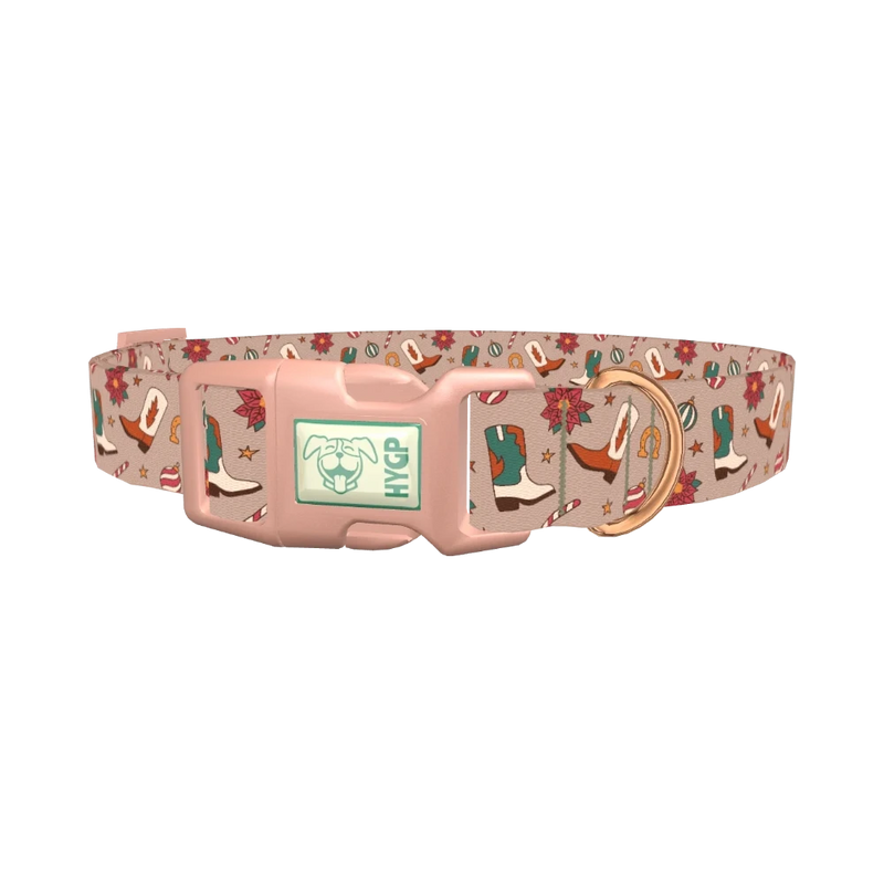 Christmas Poinsettia Dog Collar - plastic rose gold