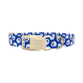 Blue Pansy Floral Dog Collar - plastic rose gold