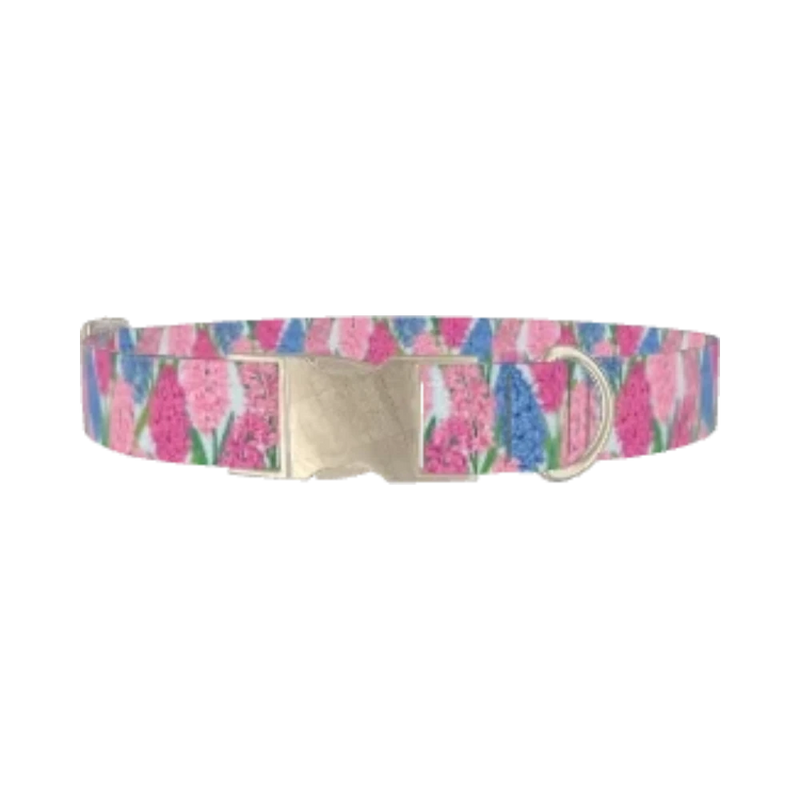 Floral Hyacinth Dog Collar - metal silver