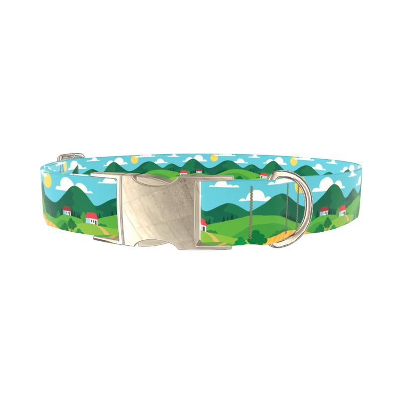 Landscape Hills Dog Collar - metal silver