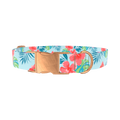 Multi Floral Hibiscus Dog Collar - metal silver