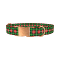 Green White Plaid Dog Collar - metal rose gold
