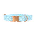 Blue Ribbon Bow Dog Collar - metal rose gold