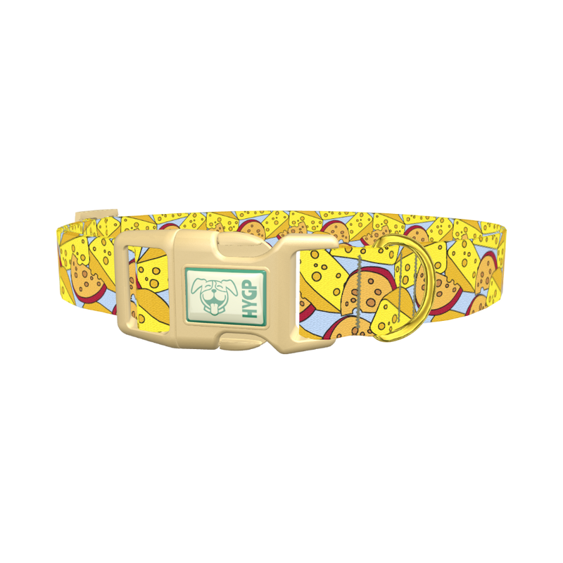 Cheese Pattern Dog Collar - plastic gold