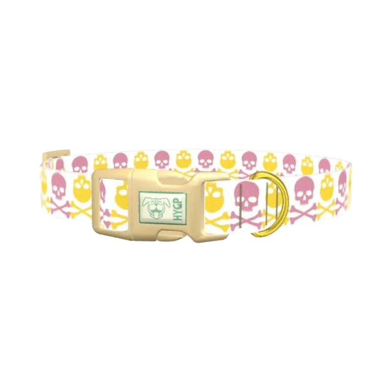 Multicolor Skull Dog Collar - plastic gold