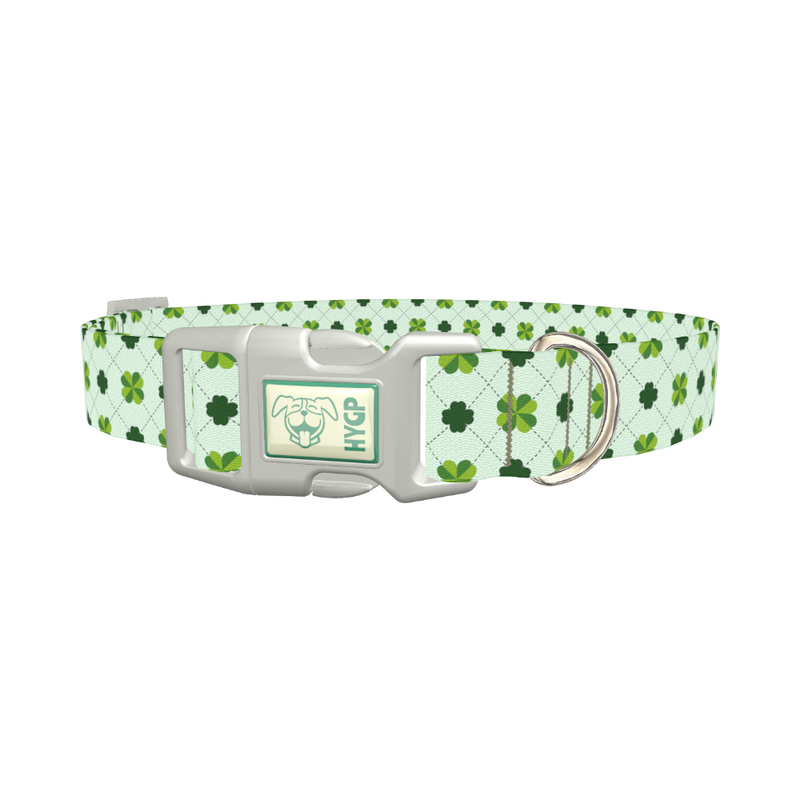 Dotted Clover Line Dog Collar - plastic silver