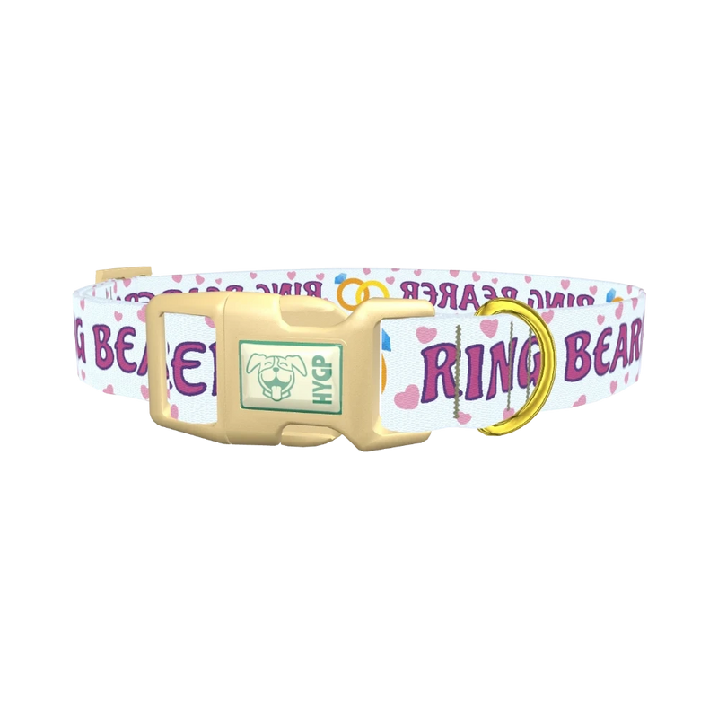 Wedding Ring Heart Dog Collar - plastic gold