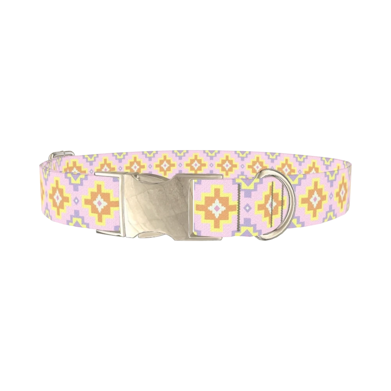 Pastel Geometric Dog Collar - metal silver