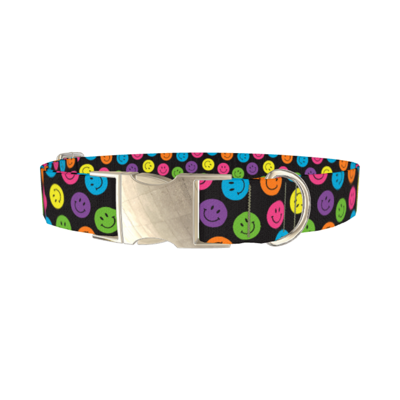 Colorful Smile Dog Collar - metal silver