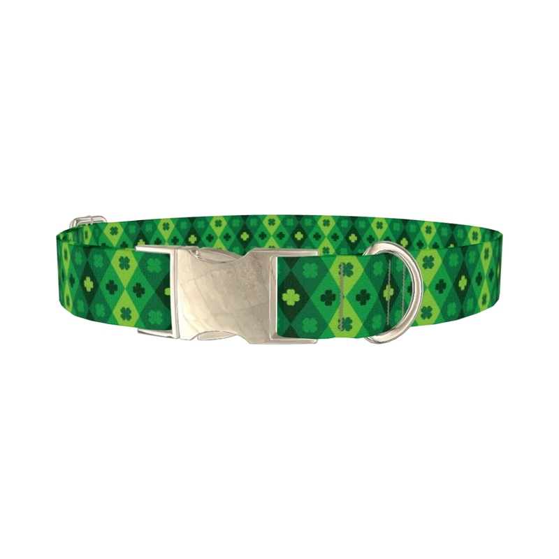 Geometric Clover Dog Collar - metal silver
