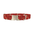 Floral Poppy Dog Collar - metal silver