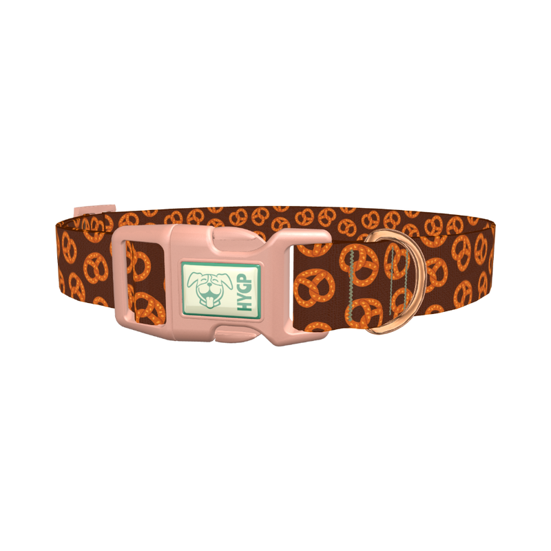 Brown Pretzel Dog Collar - plastic rose gold