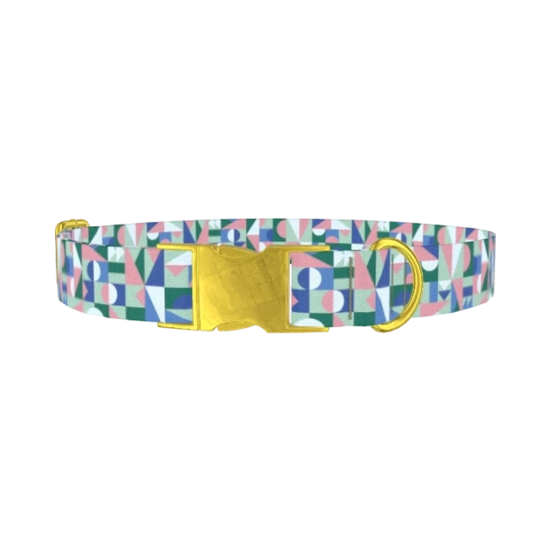 Geometric Shapes Dog Collar - metal gold